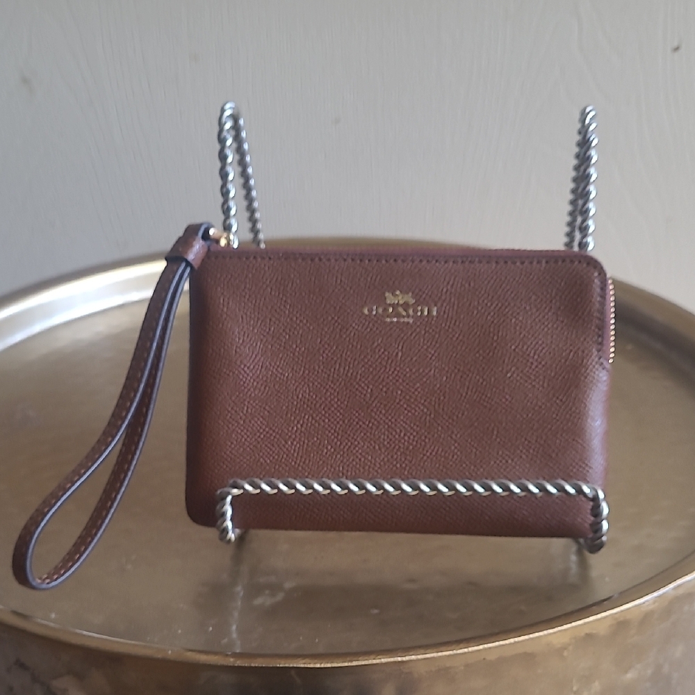 NEW Coach Brown Leather Wristlet